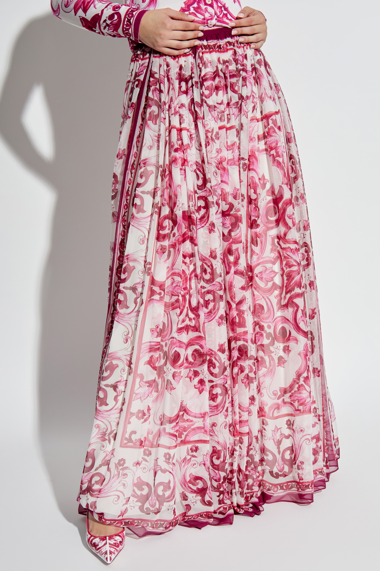 Pink Silk skirt with Majolica pattern Dolce & Gabbana